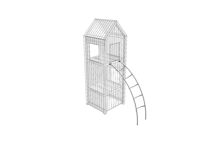 3D rendering af Legetårn - stige h 2,2m Theodor