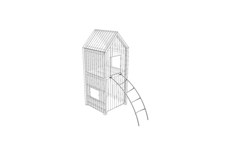 3D rendering af Legetårn - stige h 1,5m Theodor