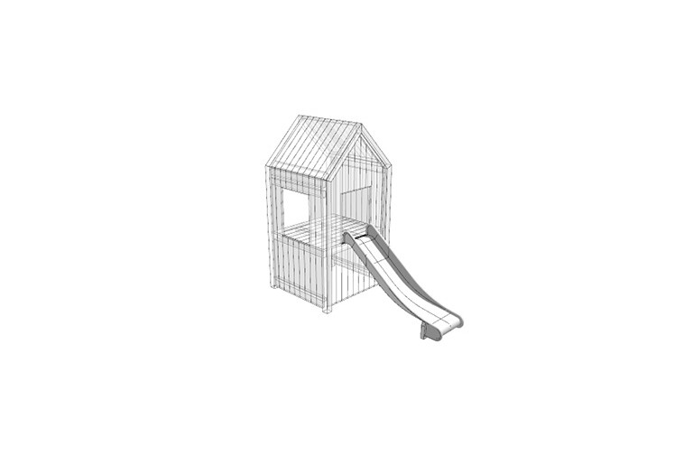 3D rendering af Legetårn - rutsjebane smal h 0,9m Theodor