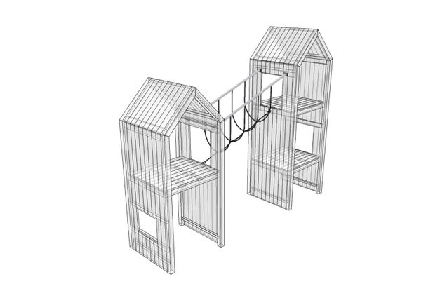 3D rendering af Legetårn - loop-bro skrå Theodor 19°