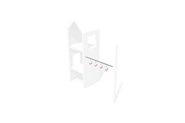 3D rendering af Legetårn - armgang m ringe Theodor h 1,5m og  h 2,2m
