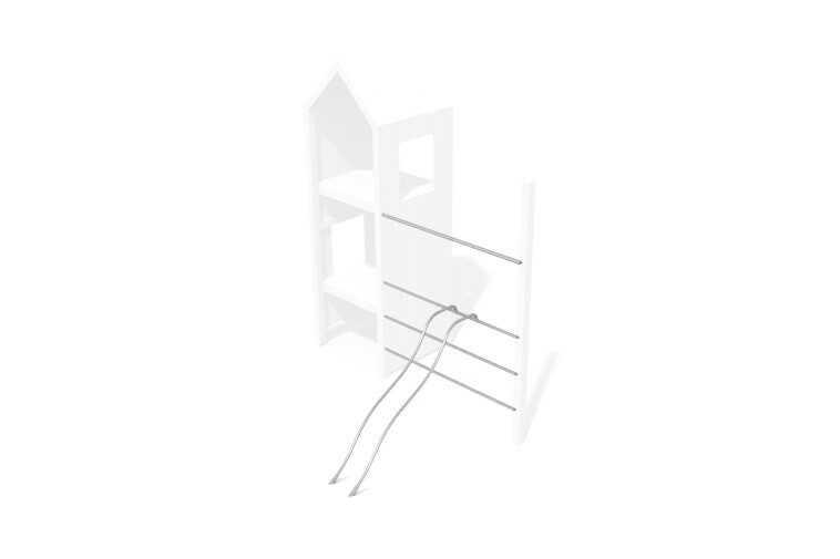 3D rendering af Legetårn - klatrestænger m rutsjerør Theodor h 1,5m og h 2,2m