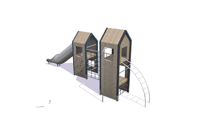 3D rendering af Legetårn - Theodor pakke 28