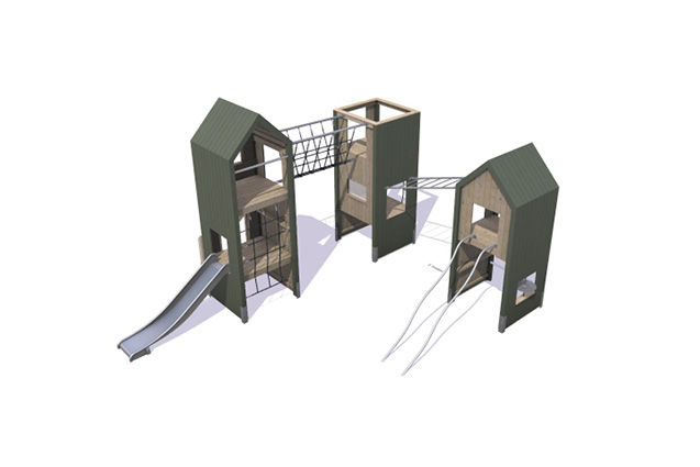 3D rendering af Legetårn - Theodor pakke 33