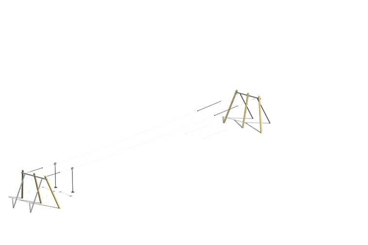 3D rendering af Svævebane - dobbelt robinie 20m