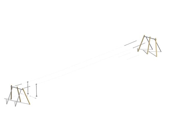 3D rendering af Svævebane - dobbelt robinie 40m