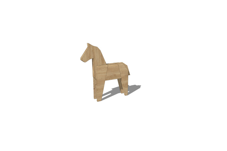 3D rendering af Legeskulptur - hest