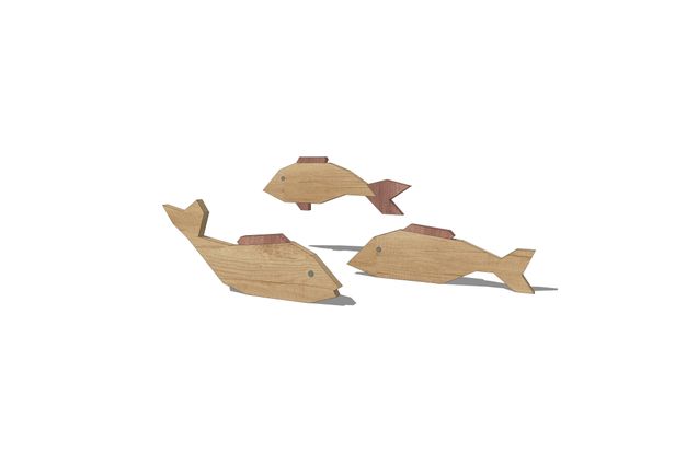 3D rendering af Legeskulptur - fisk