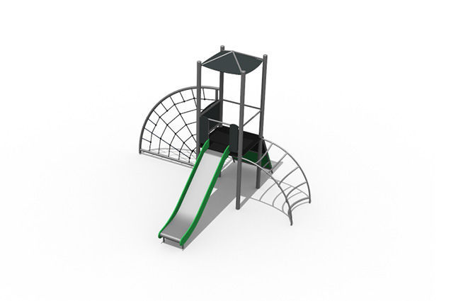 3D rendering af Legetårn - tårn og rutsjebane stål