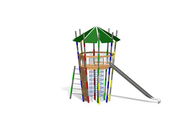 3D rendering af Legetårn - højt tårn Mikado