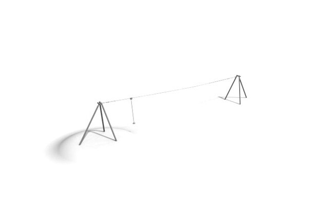 3D rendering af Svævebane - enkelt stålben 20m