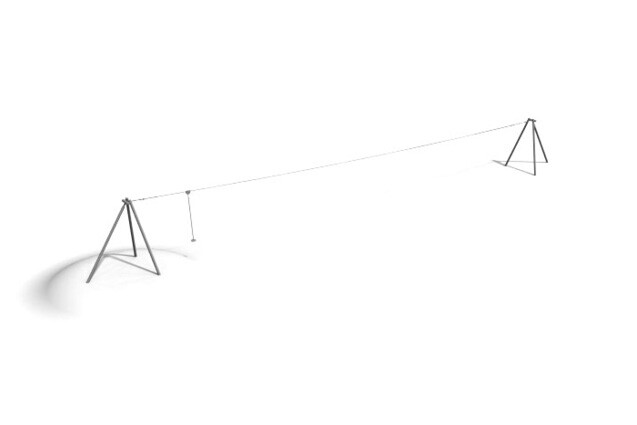 3D rendering af Svævebane - enkelt stålben 50m