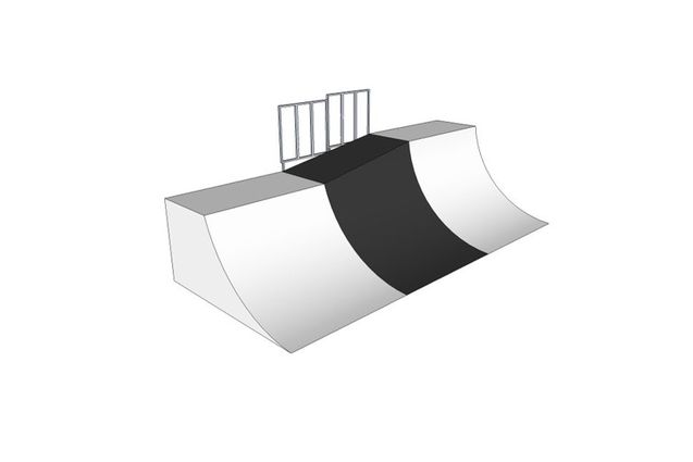 3D rendering af Skaterrampe - Two-level quarter pipe