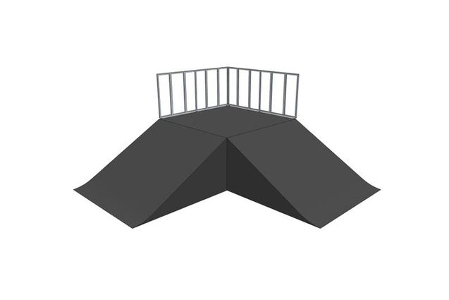 3D rendering af Skaterrampe - 2 x Bank ramp 90deg