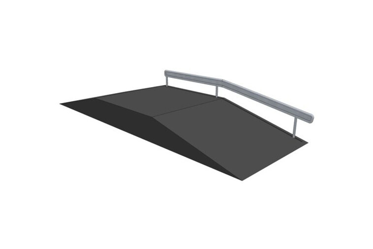 3D rendering af Skaterrampe - Funbox with rail 2/3