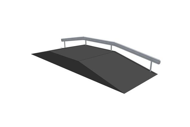 3D rendering af Skaterrampe - Funbox with rail 3/3