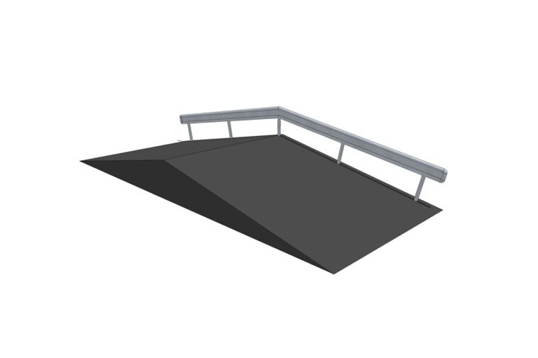3D rendering af Skaterrampe - Funbox with rail