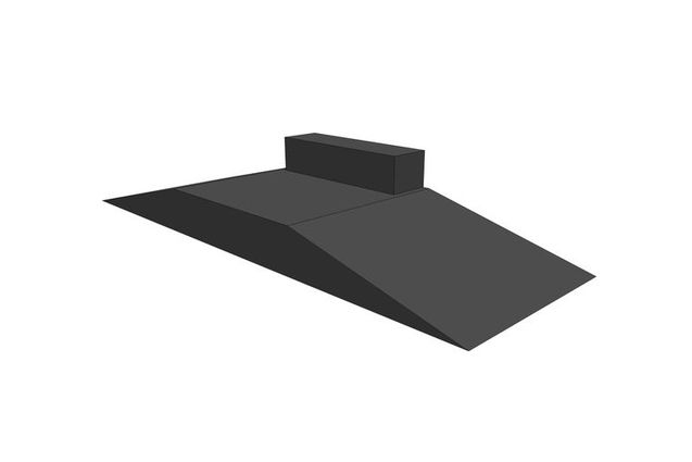 3D rendering af Skaterrampe - Funbox with grindbox 3/1
