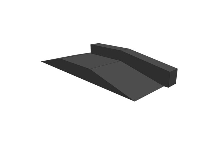 3D rendering af Skaterrampe - Funbox with grindbox 2/3