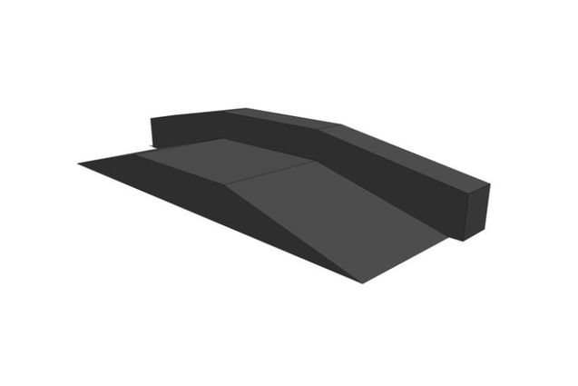 3D rendering af Skaterrampe - Funbox with grindbox 3/3