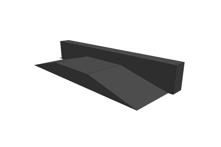 3D rendering af Skaterrampe - Funbox with straight grindbox