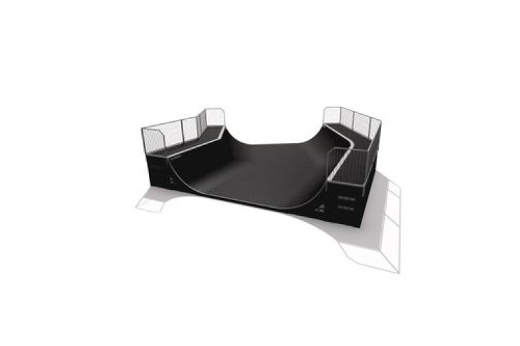 3D rendering af Skaterrampe - Miniramp 45deg