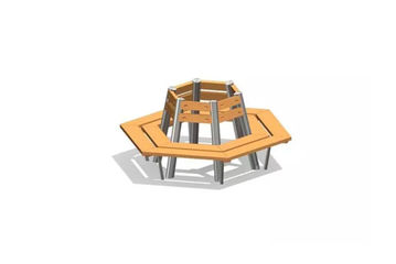 Udemøbel - sekskantet træbænk