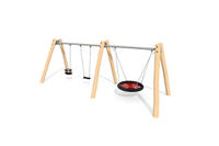 Gynge - 1 sæde, 1 babysæde og fuglerede Ø120 cm robinie