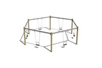 Gynge - stativ sekskantet robinie og stål 6 sæder h 2,1m