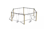 Gynge - stativ sekskantet robinie og stål 6 sæder h 2,4m